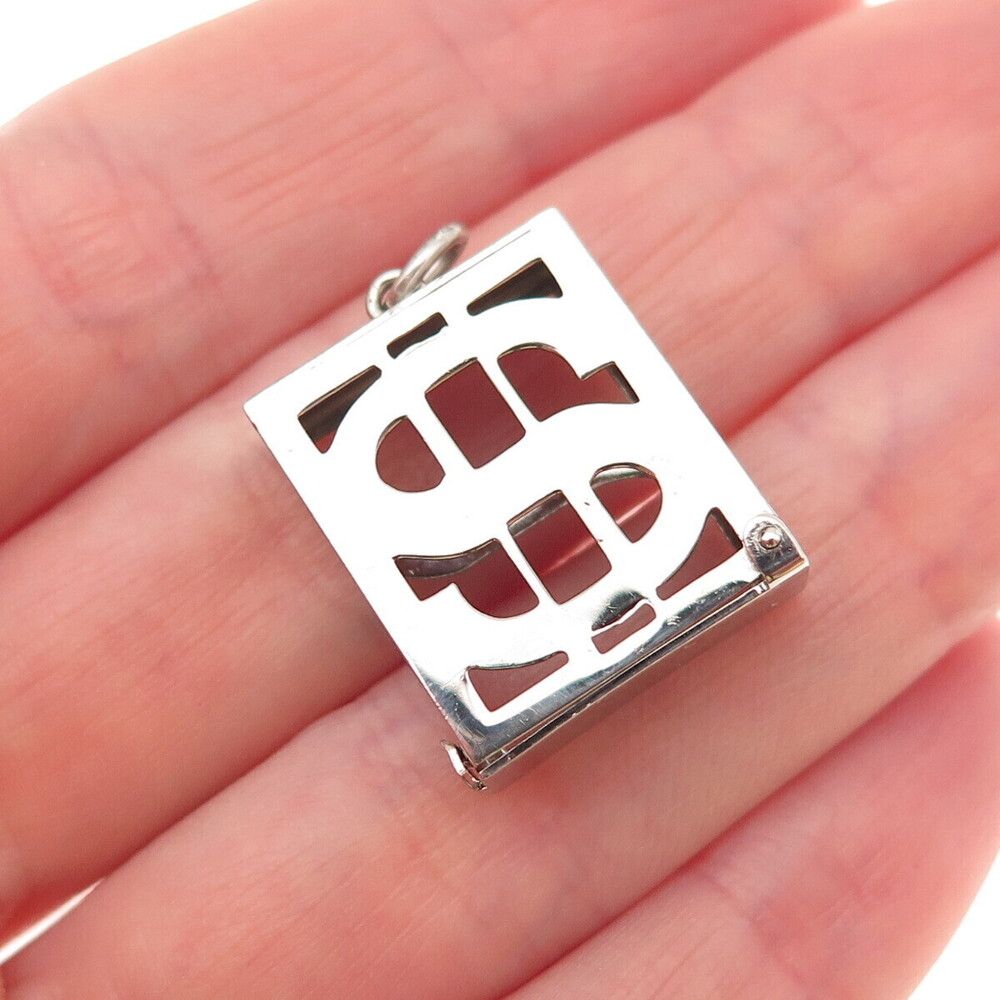 Wells Sterling Silver Antique Art Deco Dollar Bill Lucky Box Mini Charm Pendant
